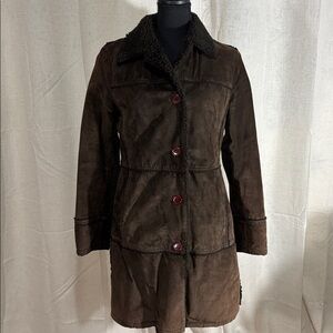 Vintage 90s/Y2K United Colors Of Benetton Dark Brown Teddy Jacket